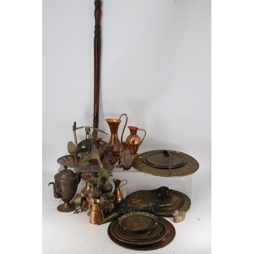 155 - Large qty of assorted Brass and copper items including a bed pan, brass wall plates etrc