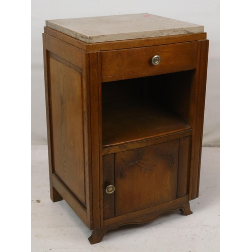 165 - A bedside cabinet with marble top. It measures approx. 42w x 36d x 68cmh