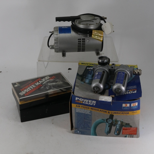 176A - A Sagola compressor together with a PowerCraft regulator and two airbrushes.  Untested. Trade - spar... 