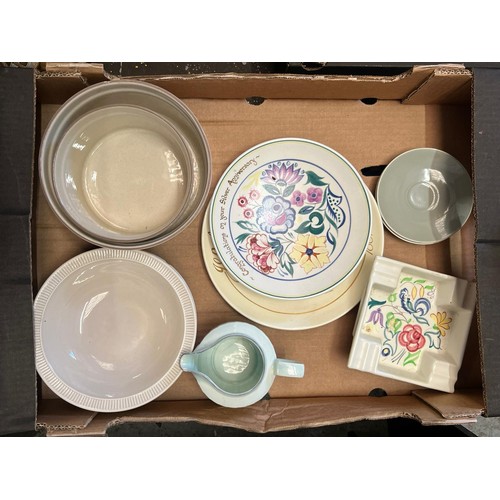 194 - Four trays of assorted ceramics and sundries including Poole, glass items and more