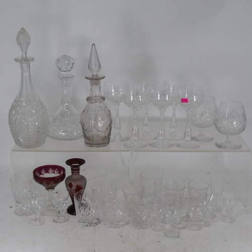 202 - Set of six cut glass hoch glasses, Edinburgh crystal tumblers, other assorted glass ware including d... 