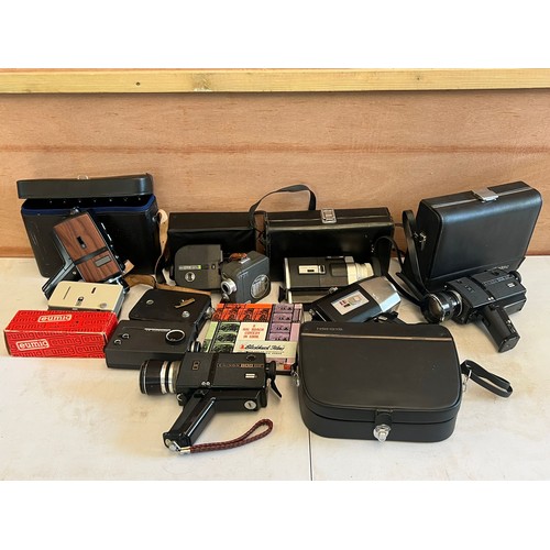 203 - Quantity of assorted cameras to include Chinon 800 power zoom, Minolta Autopak-8 D6, Eumig mini 3 ma... 