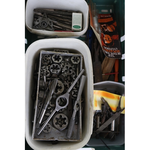 240 - A collection of taps and dies, drill bits etc..