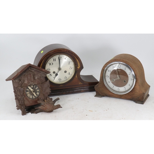 251 - Two vintage mantle clocks and a cuckoo clock.