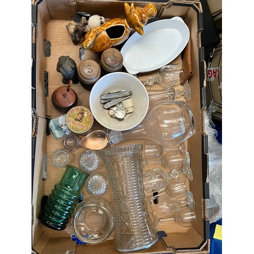 270 - Six boxes of assorted Ceramics, glass and sundries, Includes vintage Royal Albert, Jardinere and muc... 