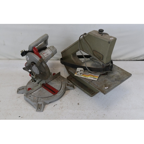 295 - A Burgess Powerline Bandsaw BBS20 together with a table compound mitre saw.  Untested. Trade - spare... 