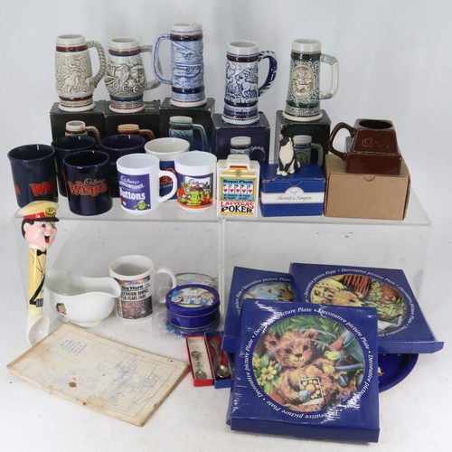 250A - A carton of assorted collectables to include Tetley tea tray, vintage plastic ice cream scoop etc