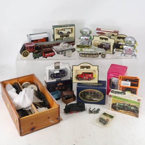 253A - A selection of days gone diecast vehicles, Wells Fargo stagecoach money box etc