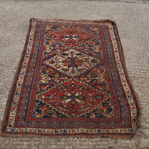 39 - Three rugs all showing wear (inspect all) measures approx. 120cm x 185cm/123cm x 180cm/95cm x 152cm