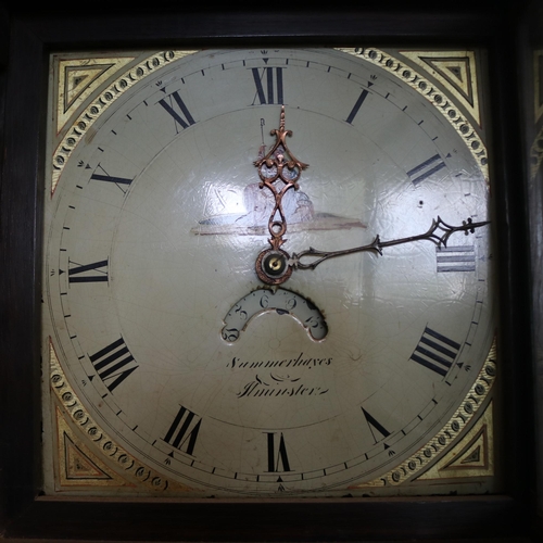 53 - 30 hour longcase clock with square painted dial, by Summerhayes, Ilminster.