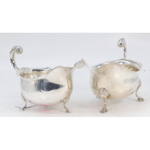 9 - Two silver hallmarked sauce boats (approx. weight 325g)