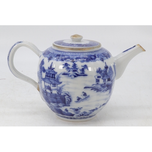 67 - An 18th Century blue and white teapot with original purchase receipt and label for Harrods circa 175... 