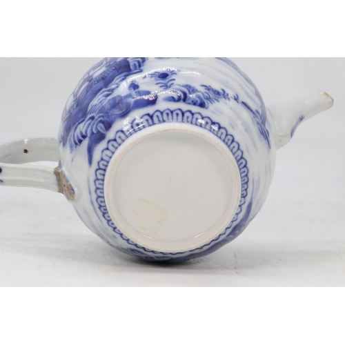 67 - An 18th Century blue and white teapot with original purchase receipt and label for Harrods circa 175... 