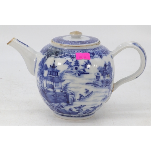 67 - An 18th Century blue and white teapot with original purchase receipt and label for Harrods circa 175... 