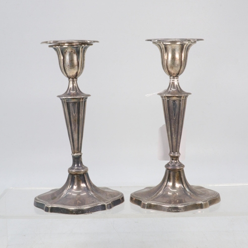 20 - Pair of silver hallmarked weighted candlesticks total weight approx. 410g