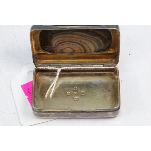 24 - Early 19c Snuff box hallmarked with agate stone top.