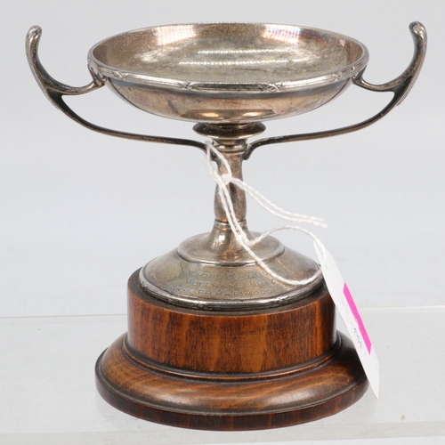 56 - Silver trophy on wooden plinth - Iford Gold Club 1936 (approx. 110g)