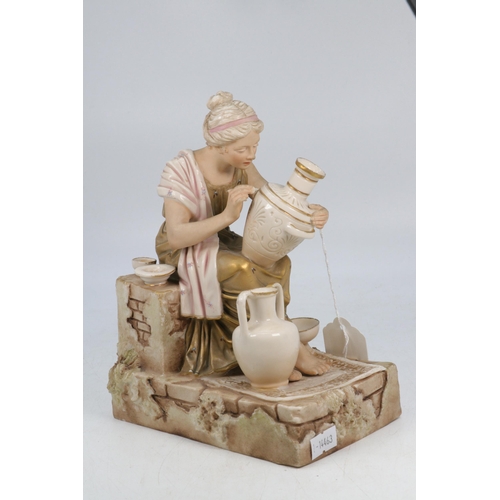 94 - Royal Dux figurine of a woman decorating a vase