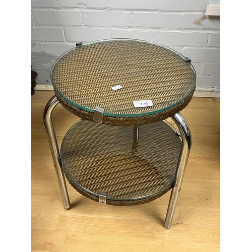 176 - A two tier Lloyd Loom? side table with chrome legs