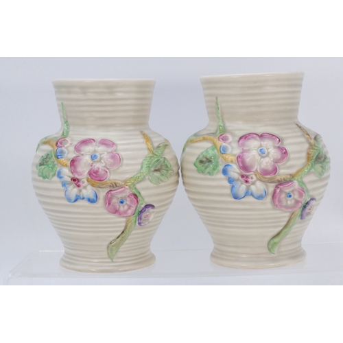 5 - Pair of Clarice cliff my garden pattern vases