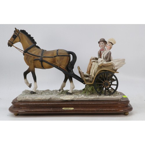 596 - Bisque model by Auro Belcari of a couple with horse and trap (Inspect)