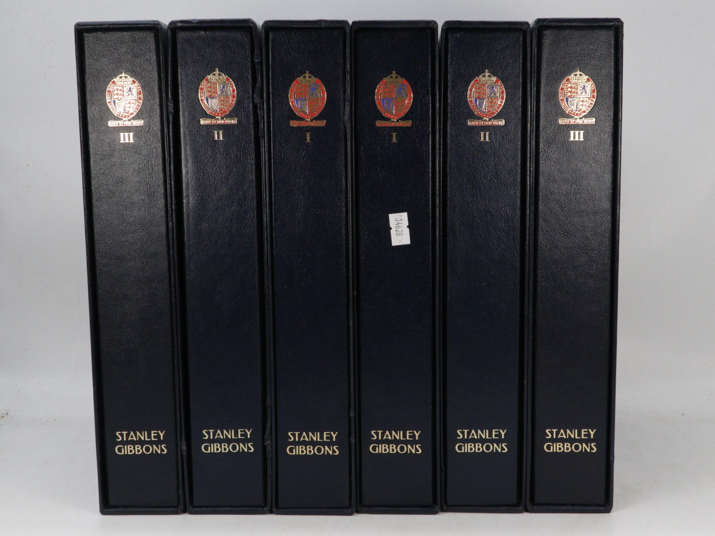 Stanley Gibbons GB albums Vol 1-3 of mint stamps, together with similar ...