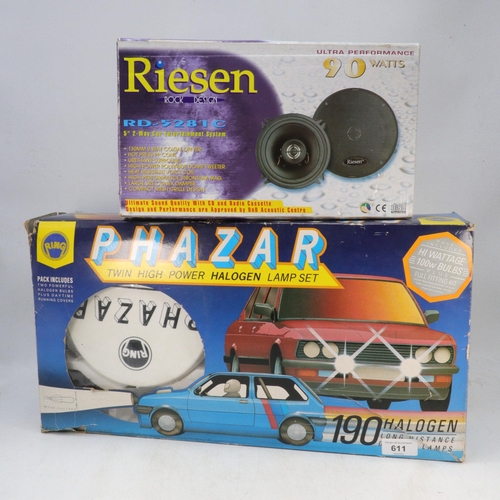 611 - Boxed Ring Phazar halogen lamp set together with a boxed pair of 5