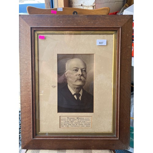 607 - Framed picture of Thomas Rogers 