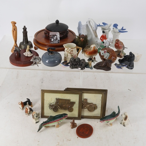 8 - Mixed lot of items to include brassware, ceramic animal figures including Beswick, Royal Worcester e... 