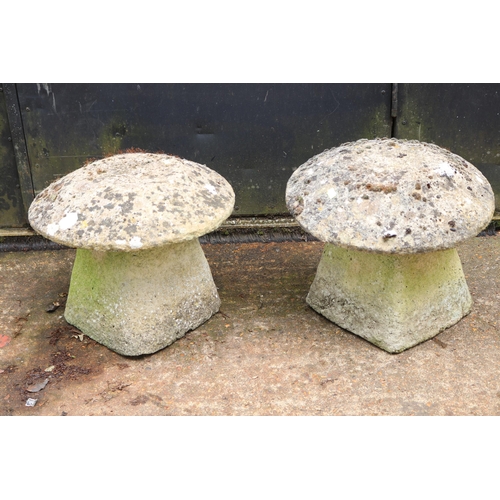 20 - Two Staddle stone measure approx. 40cmH x 45cm dia