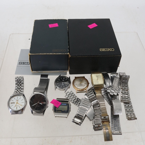 37 - Selection of wristwatches to include Seiko No5, Citizen, Lorus, two empty 
Seiko boxes etc