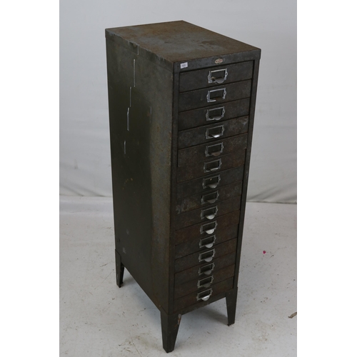 44 - A metal NUBO 15 drawer filing cabinet with an industrial look. Measuring approx. 28w 41d x 110cmh