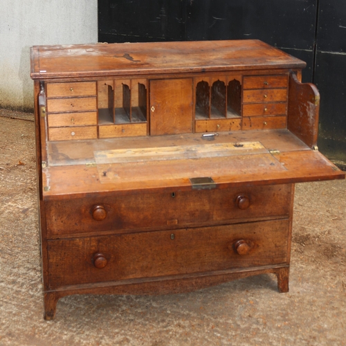 53 - Oak secretaire with three drawers under (inspect) measures approx. 107cmW x 57cmD x 103cmH