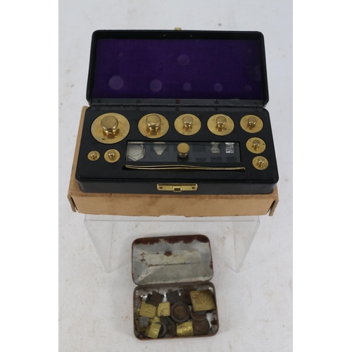 59 - Cased laboratory weights together with a quantity of assorted weights