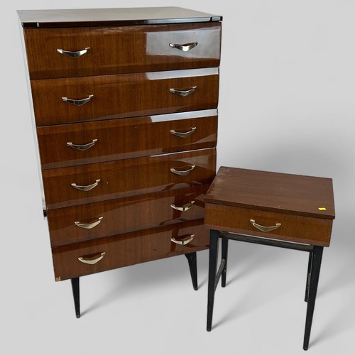 86 - Vintage Meredew chest of six drawers (measures approx. 65cmW x 47cmD x 114cmH) together with a match... 