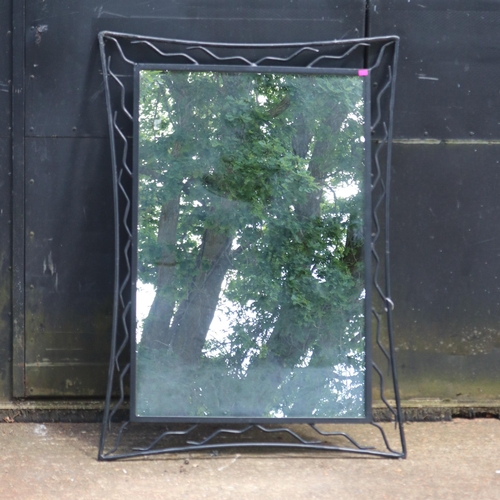 95 - Contemporary mirror in wrought iron frame measures approx. 111cm x 80cm