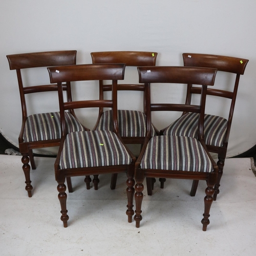 130 - Set of five victorian mahogany dining chairs with insert seat pads