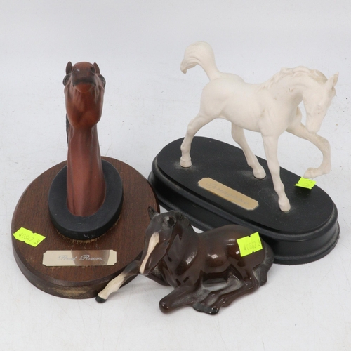 74A - Royal Doulton horse figurine titled Spring Time together with a Red Rum head and a Beswick Foal