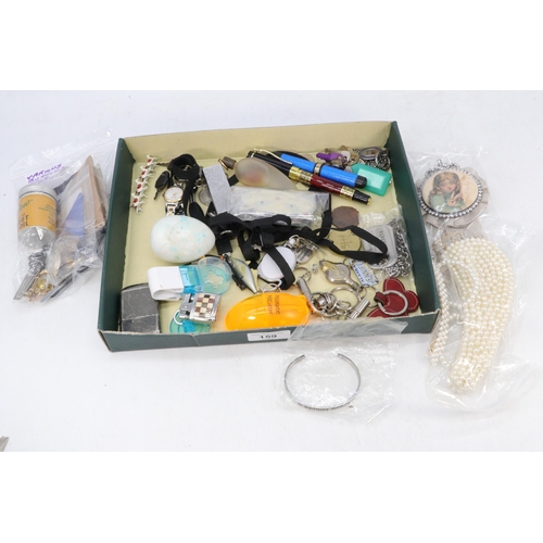 31A - Carton of assorted collectables to include costume jewellery, badges, buttons etc