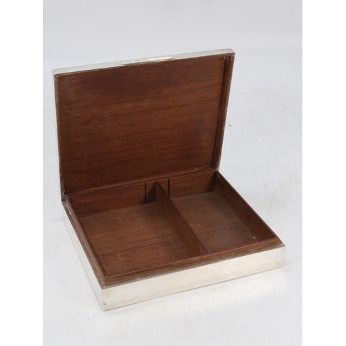 4 - Silver hallmarked and cedar lined cigarette box (approx. W16cm x D13.5cm x H3.5cm, approx weight 640... 