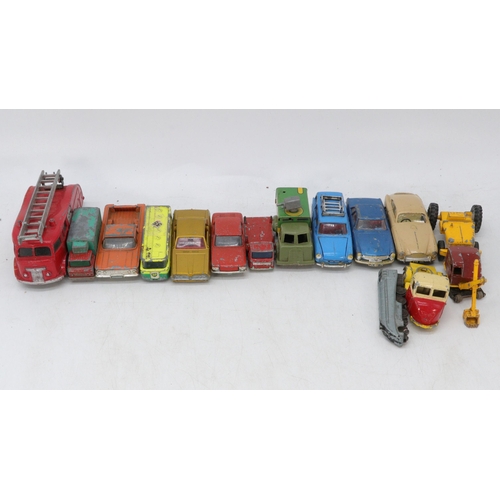 57 - A selection of assorted playworn diecast vehicles to include Dinky, Budgie, Lesney, Spot on etc