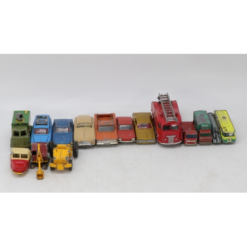 57 - A selection of assorted playworn diecast vehicles to include Dinky, Budgie, Lesney, Spot on etc