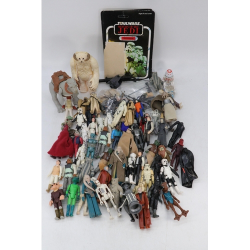 72 - Good quantity of assorted vintage Star Wars figures. With a selection of assorted weapons and access... 