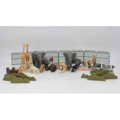 338 - Selection of Britains plastic animals to include wild animals with fencing and a selection of some B... 