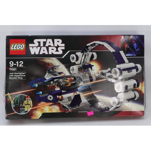 135 - 3 boxed lego sets to include 7661 Star Wars Jedi Star Fighter with hyperdrive boostering; 8095 Star ... 