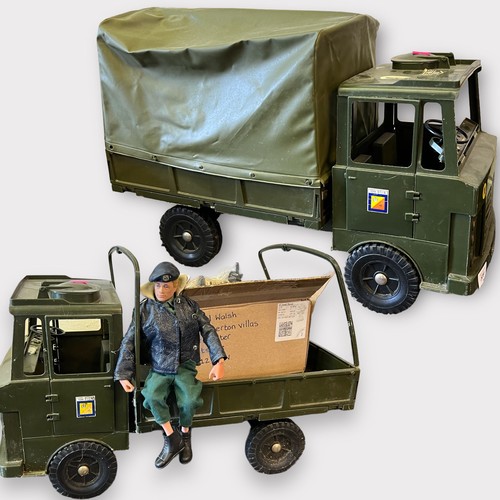 539 - Cherilea personel carrier truck with canopy with action man driver and another truck -incomplete