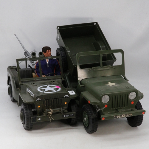 542 - Action Man Jeep, with figure with moving eyes, together with a Hasbro 1975 Jeep