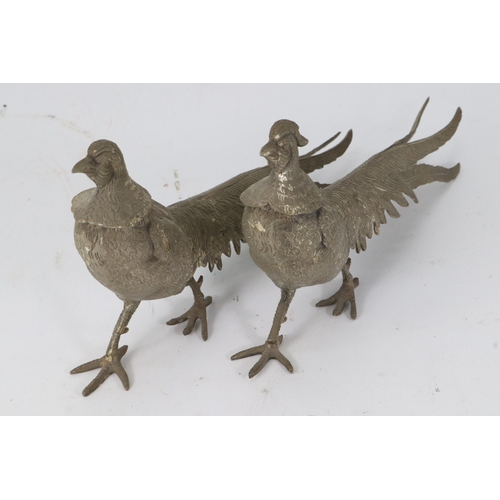 66 - Pair of plated table decoration pheasants