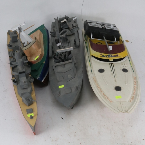 102 - RC speed boat together with three scratch built boats