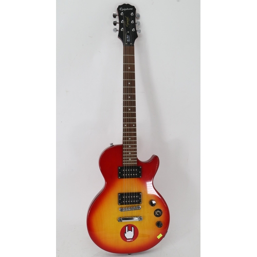 128 - Epiphone Les Paul Special-ll electric guitar with Fender FG10 guitar cable (note damage to one volum... 